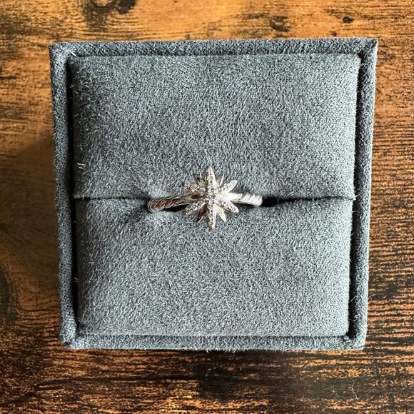 David Yurman Petite Starburst Ring in Sterling Silver w/ Diamonds - Size 5.5 - Picture 3 of 15